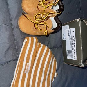 New Born Timberland Booties and cap!